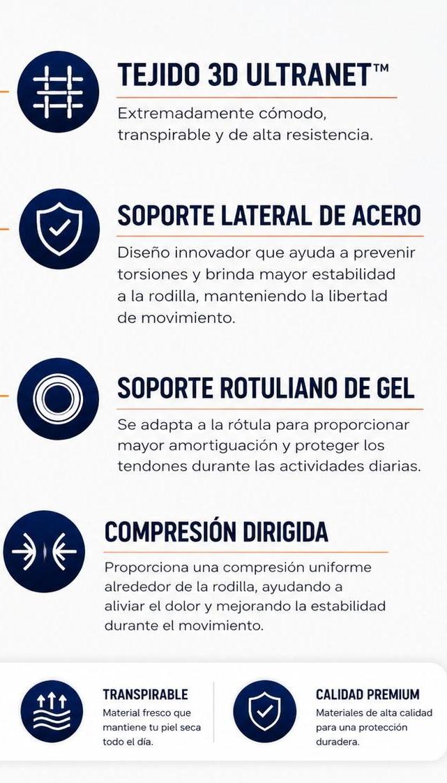 😣 ¿El dolor de rodilla te impide disfrutar de tu vida? Recupera la estabilidad y vuelve a caminar con confianza gracias a la Rodillera Ortopédica Premium 3D