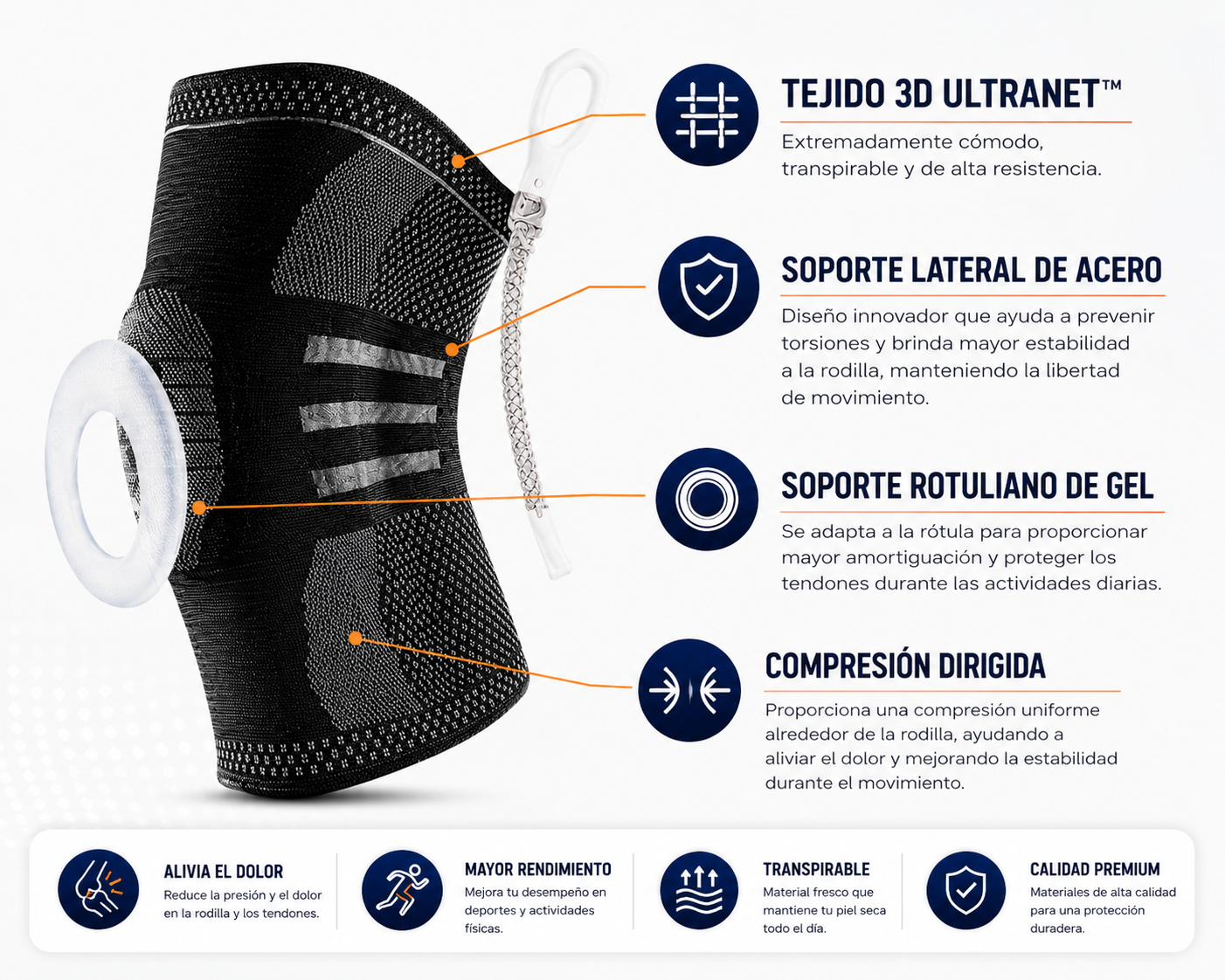 RODILLERA AJUSTABLE DE COMPRESIÓN 360°